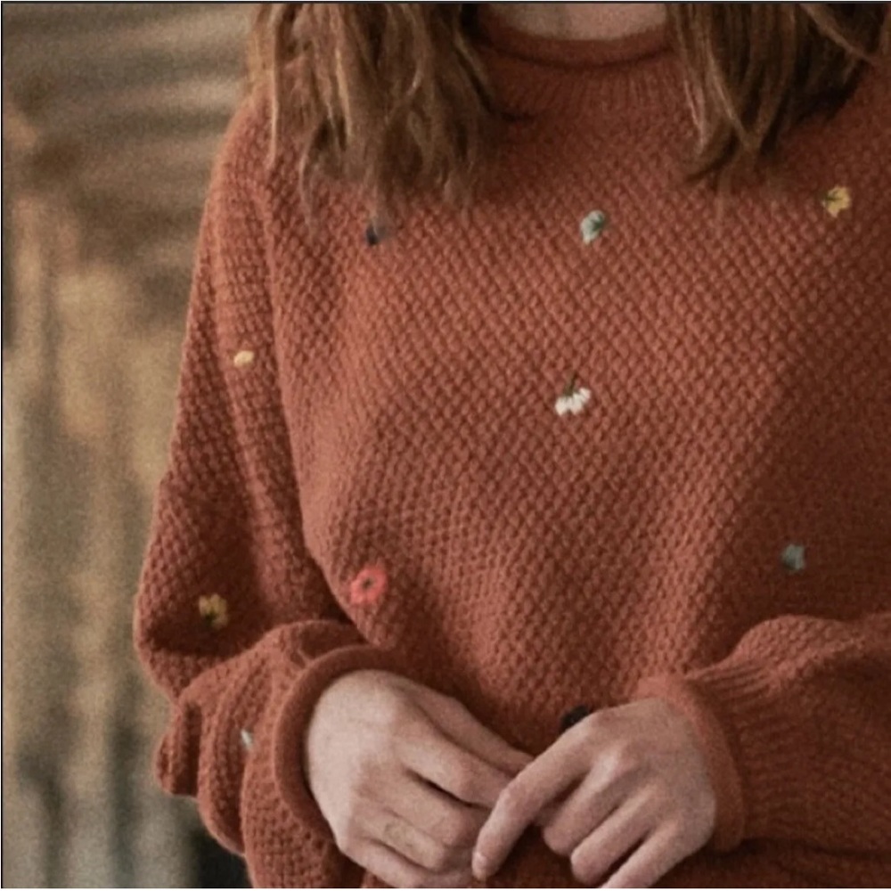 The Great. Poppy Crewneck Sweater in Spice. Size 0.